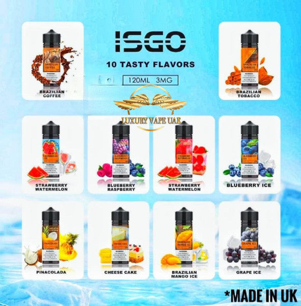 ISGO E-JUICE 120ml 3MG ALL FLAVORS – Luxury Smoke AE