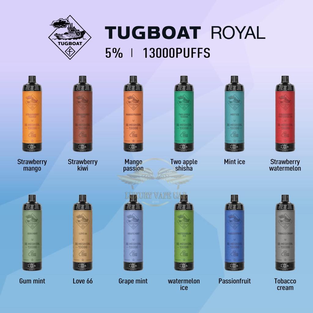 Buy Tugboat Royal 13000 Puffs 5% Nic Disposable Vape