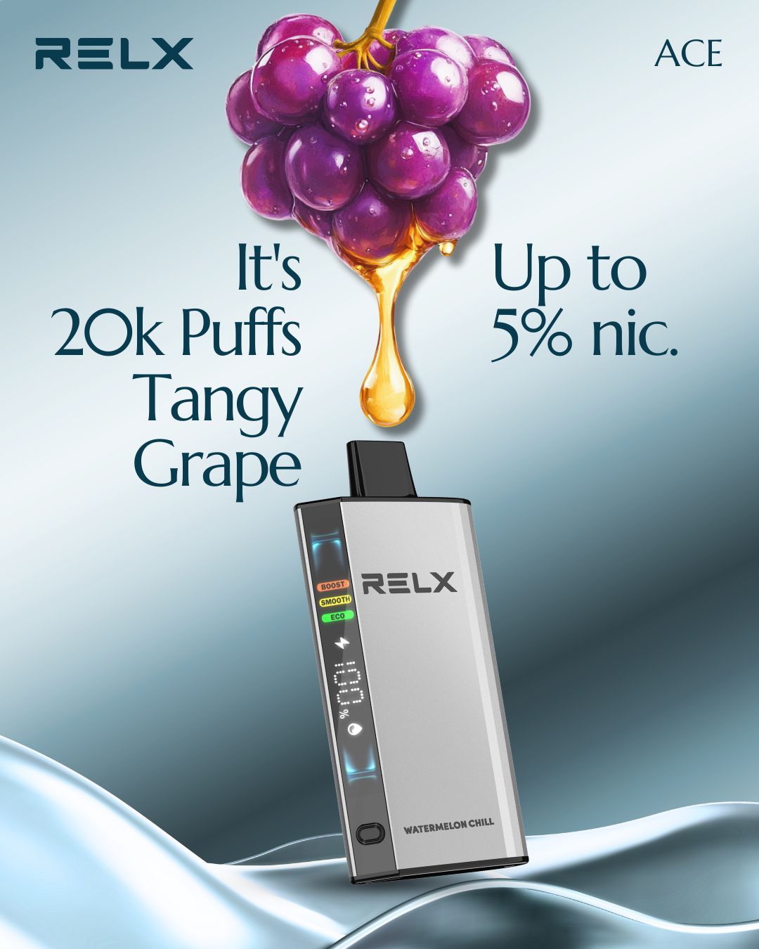 RELX Ace 20000 Puffs 50MG Disposable Kit Dubai-Tangy Grape