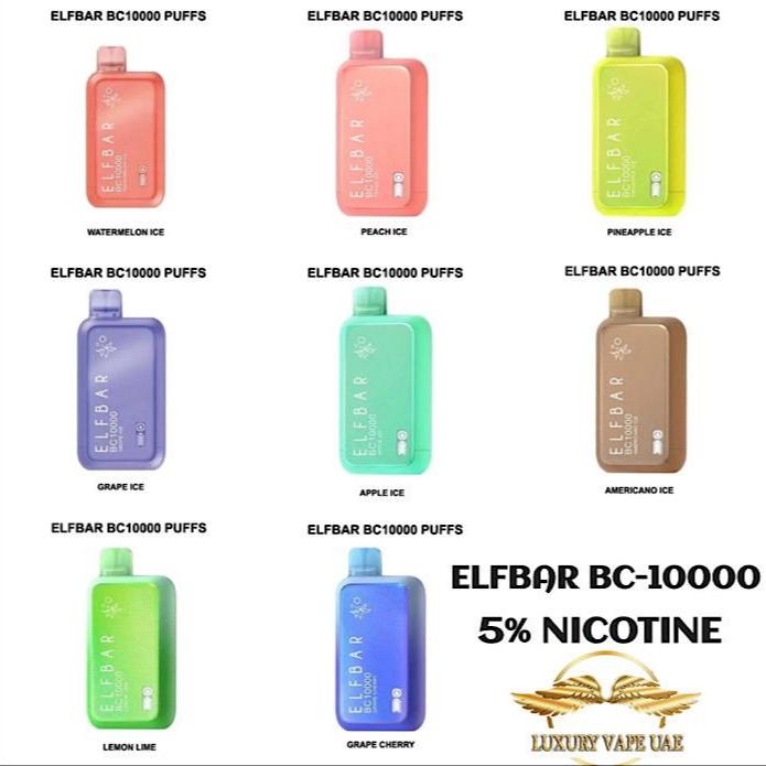 Elf Bar BC- 10000 Puffs Disposable Vape 5% Nicotine With Smart Display Luxury Smoke AE Elf Bar BC- 10000 Puffs Disposable Vape 5% Nicotine With Smart Display Luxury Smoke AE