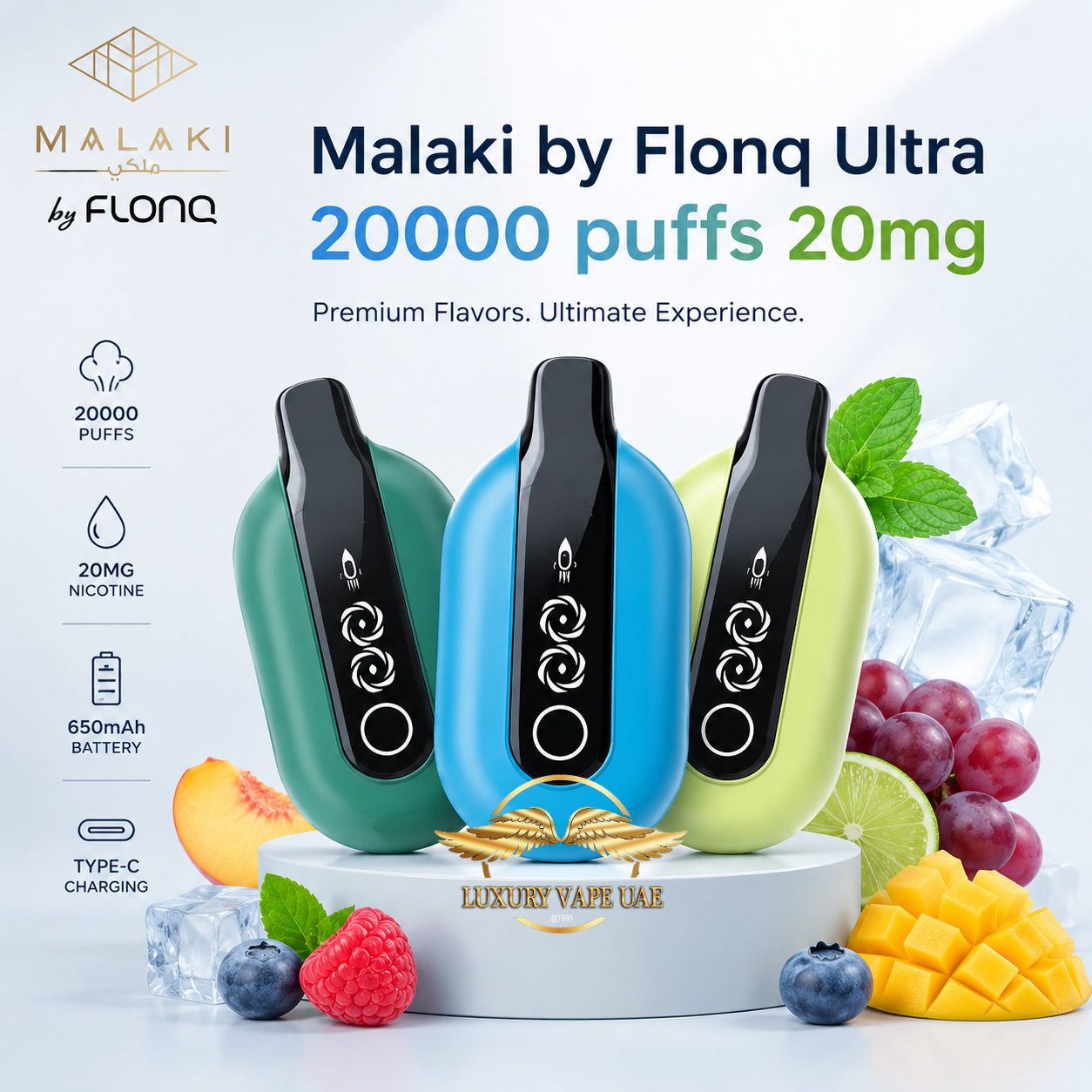 Malaki by Flonq Ultra 20,000 Puffs Disposable Vape in Dubai & Abu Dhabi|20mg Vape Dubai