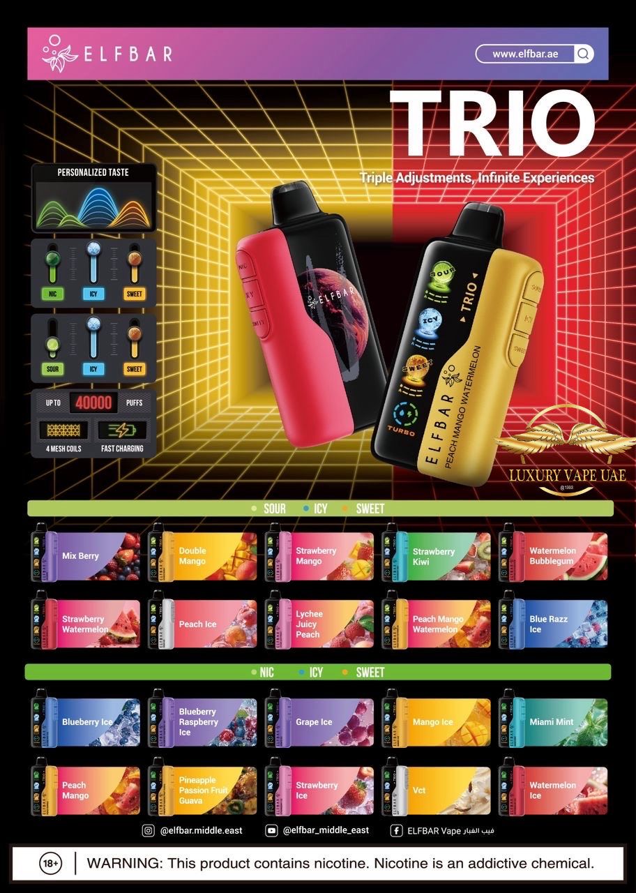 Elf Bar TRIO 40000 Puffs 5% Nicotine| Elf Bar Dubai