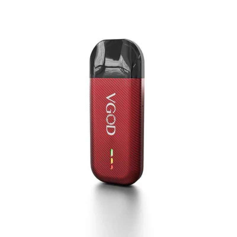Red vape device with 'VGod' branding on a white background