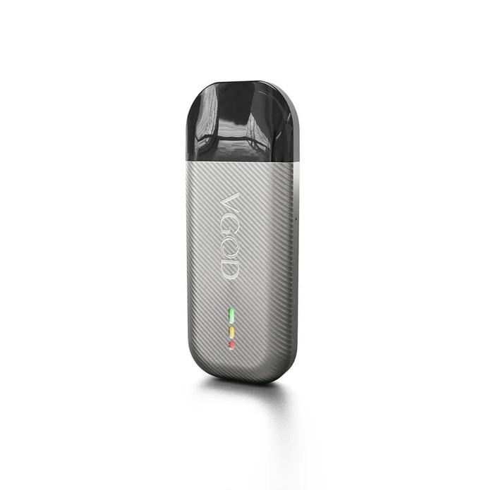 Silver vape device with 'Vaporesso' branding on a white background